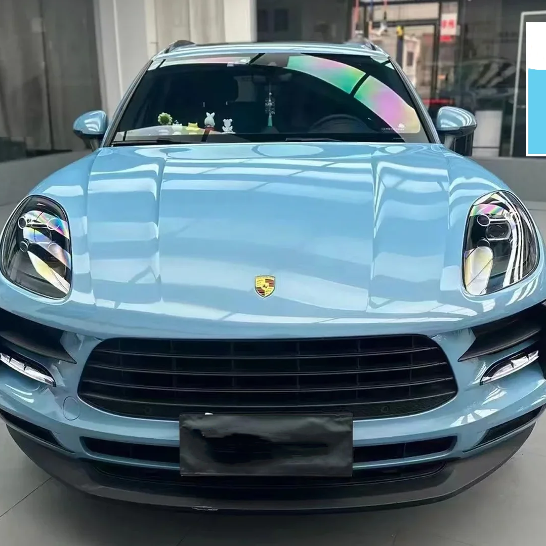 PET Porsche Bentley Gloss Ice Blue Car Vinyl Wrap