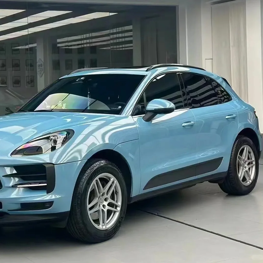 PET Porsche Bentley Gloss Ice Blue Car Vinyl Wrap