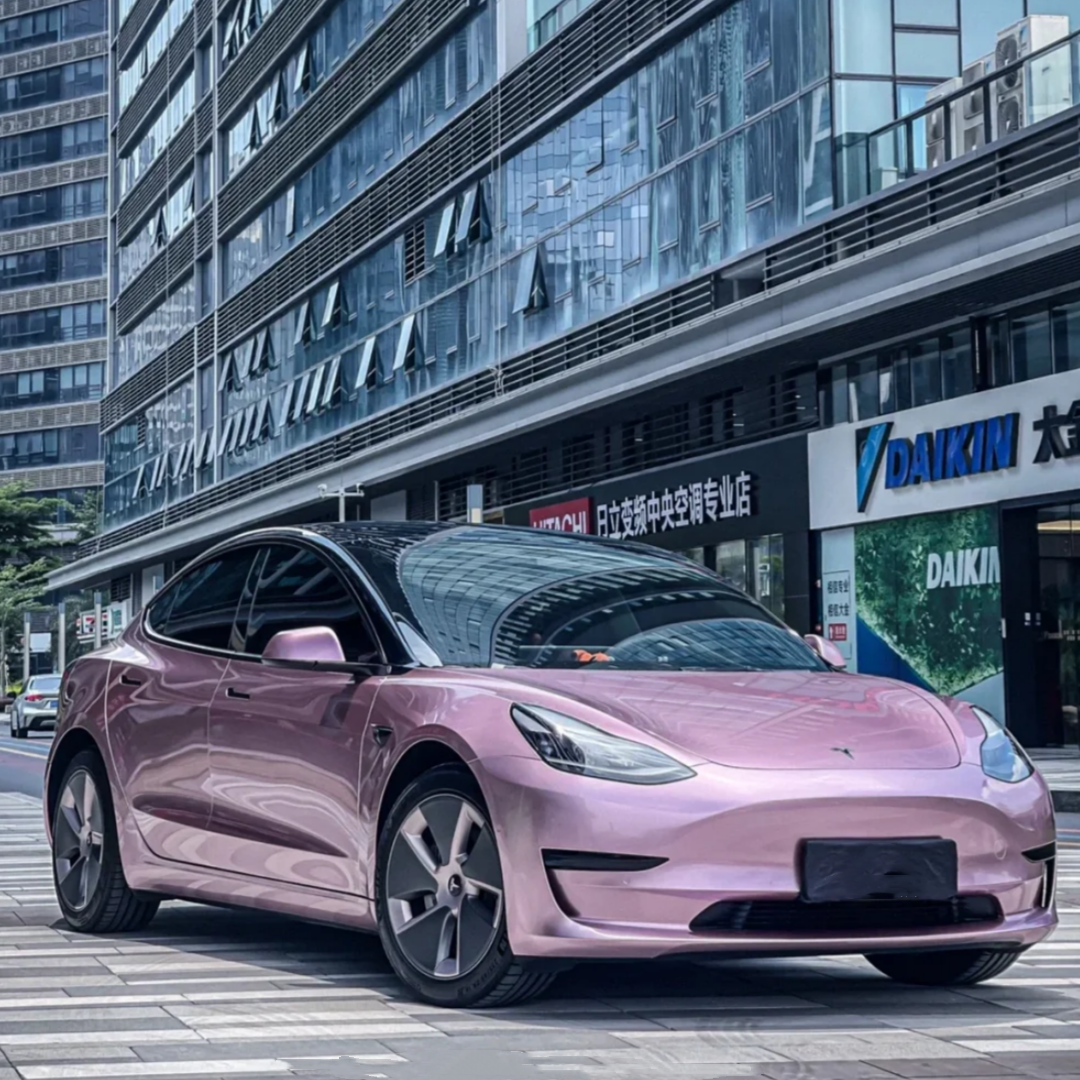Porsche BMW Tesla  Benz Gloss PET Bentley Passion Pink Car Vinyl Wrap