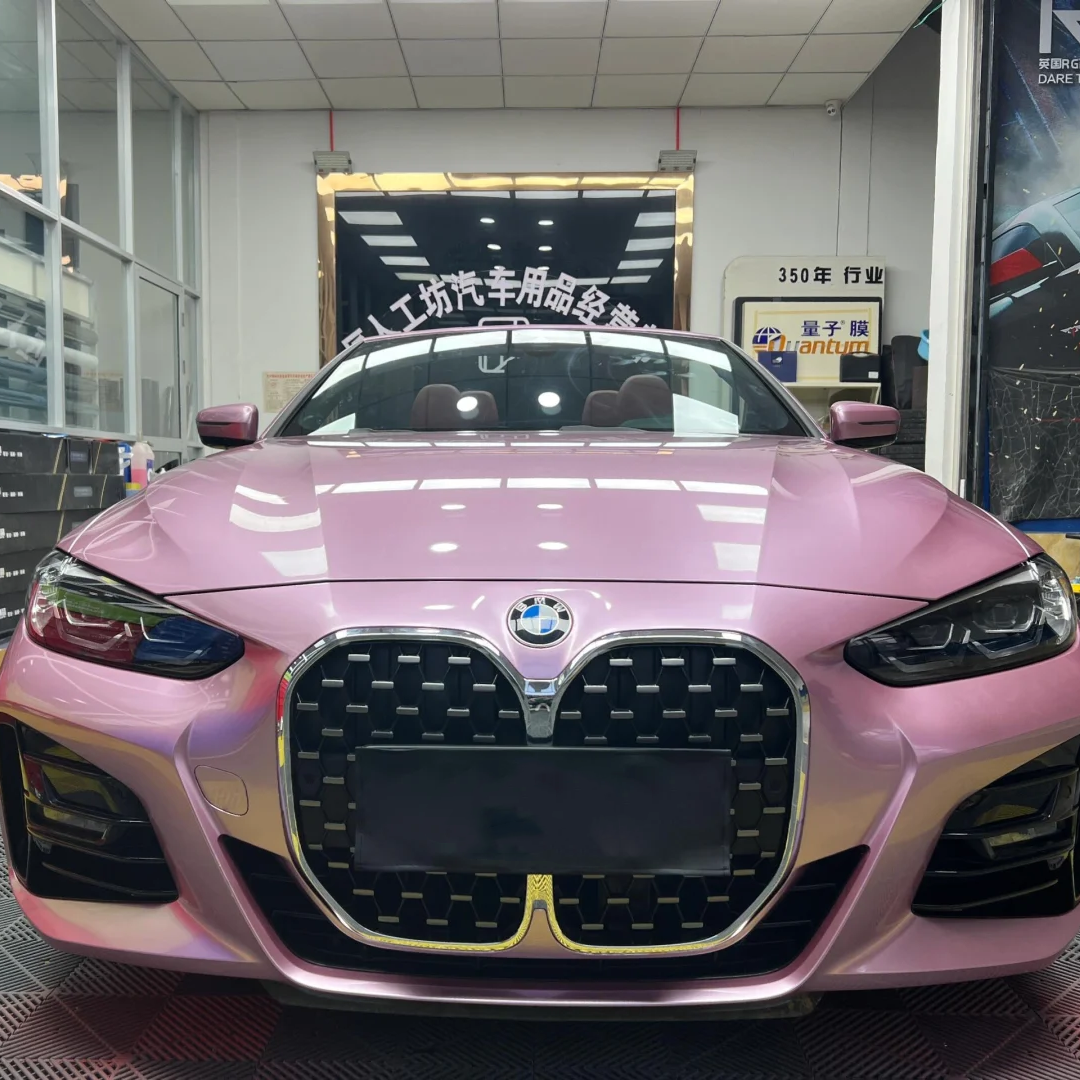 Porsche BMW Tesla  Benz Gloss PET Bentley Passion Pink Car Vinyl Wrap