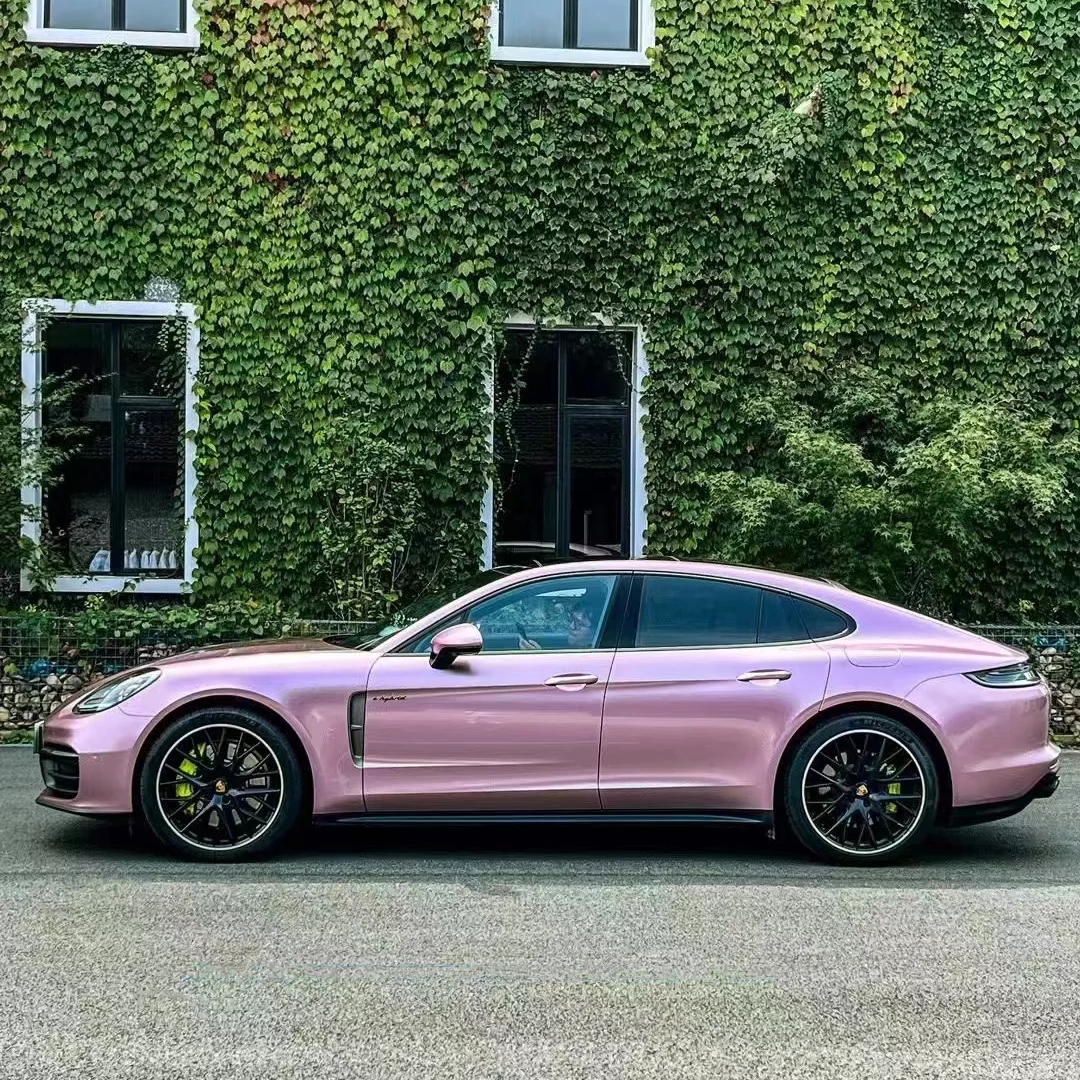 Porsche BMW Tesla  Benz Gloss PET Bentley Passion Pink Car Vinyl Wrap