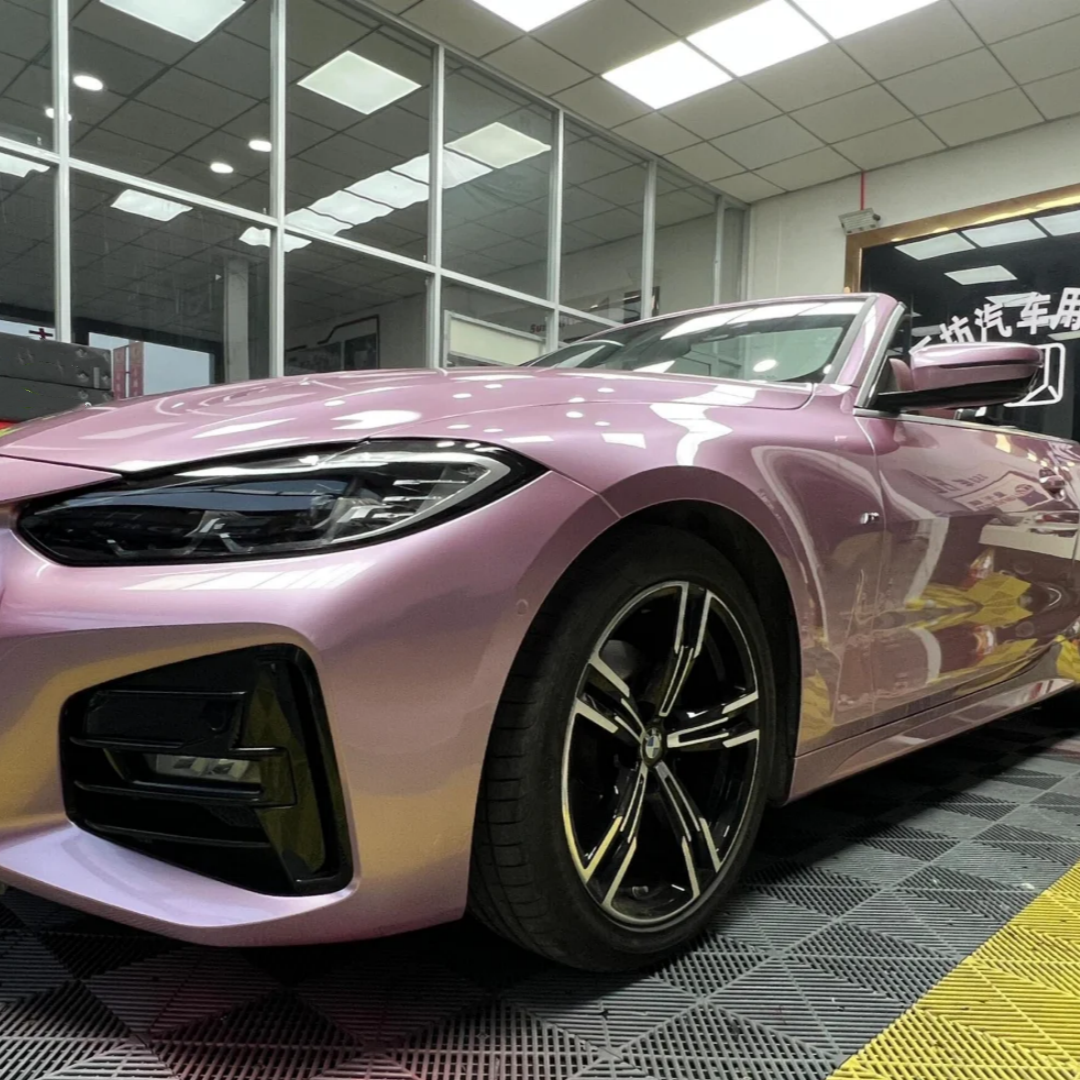Porsche BMW Tesla  Benz Gloss PET Bentley Passion Pink Car Vinyl Wrap