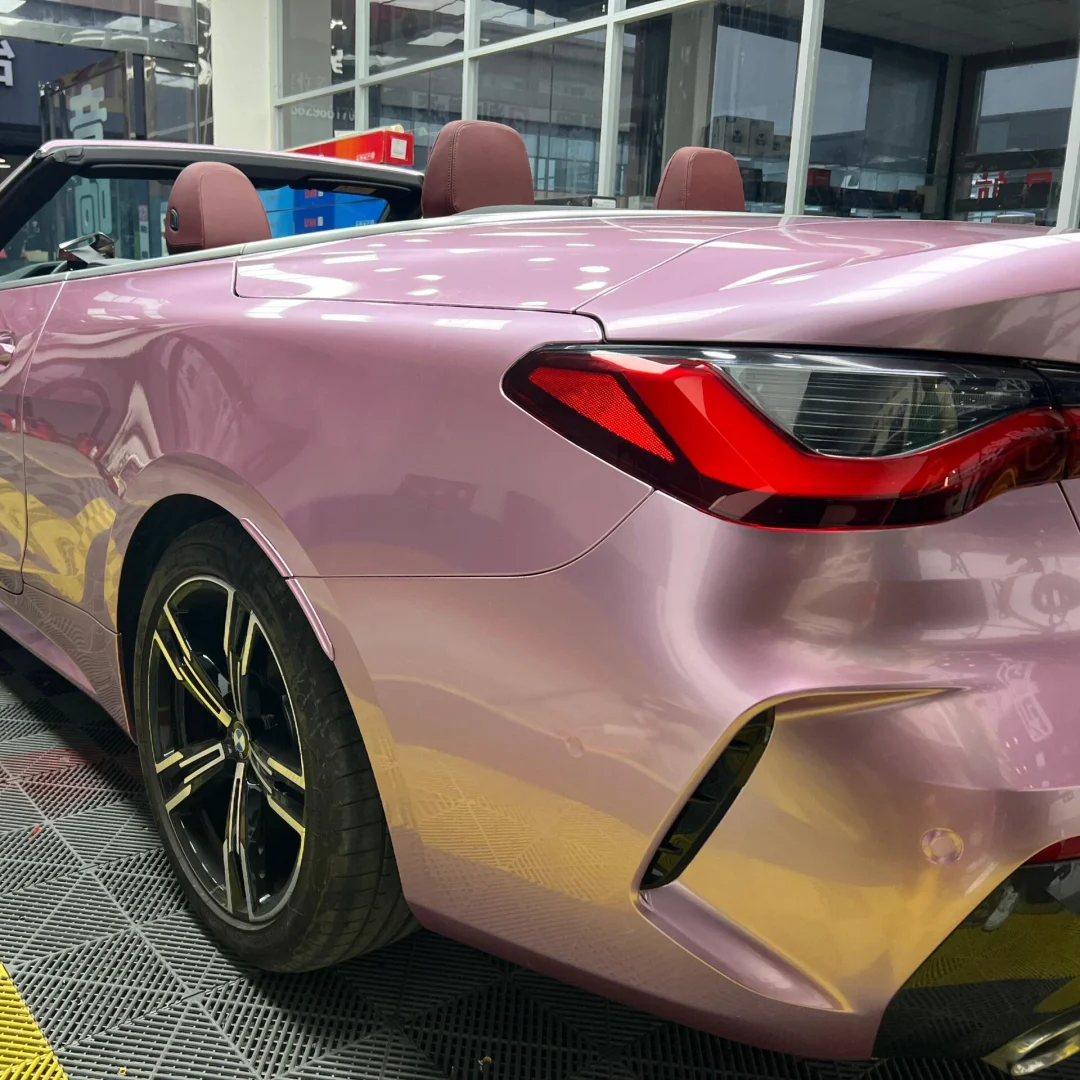 Porsche BMW Tesla  Benz Gloss PET Bentley Passion Pink Car Vinyl Wrap