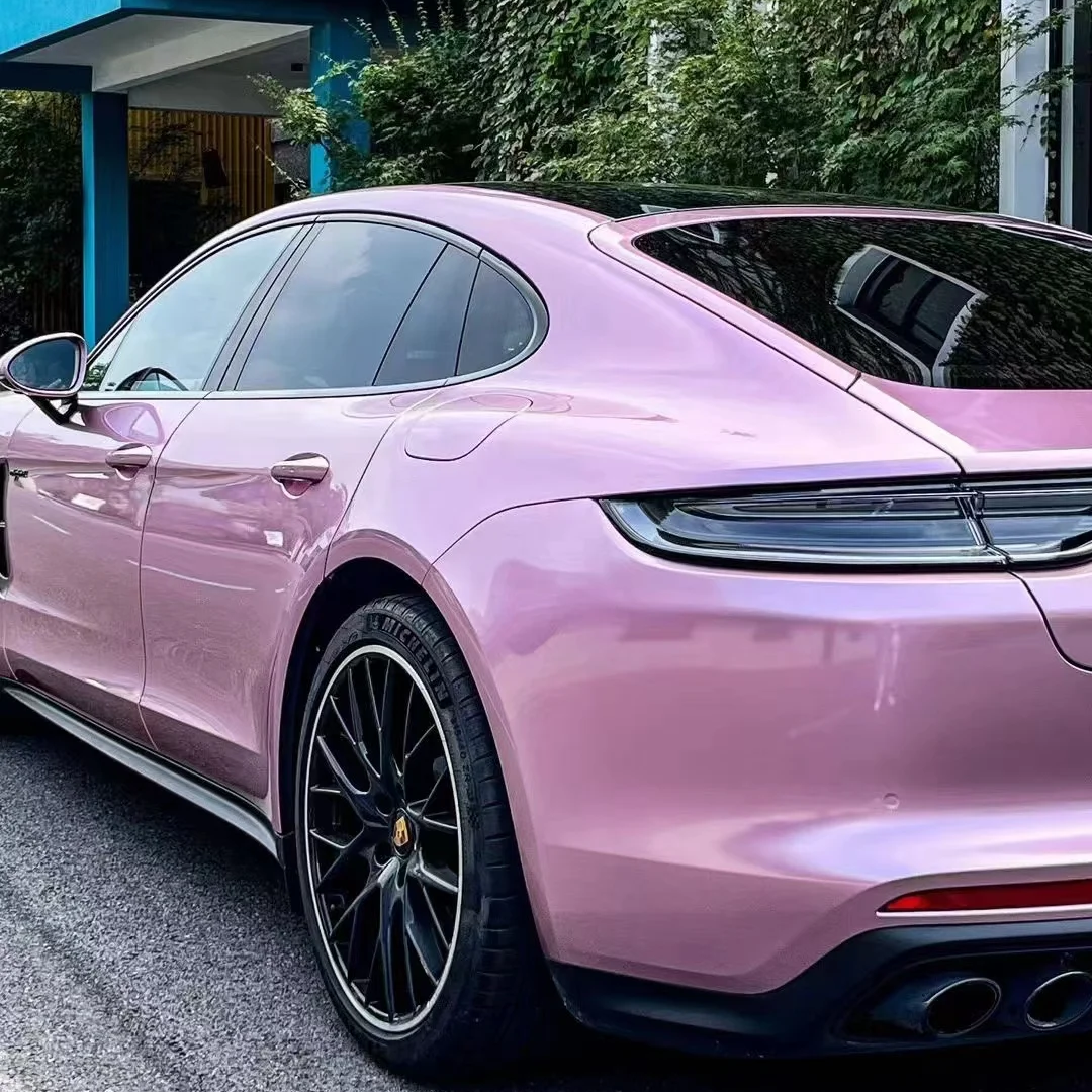 Porsche BMW Tesla  Benz Gloss PET Bentley Passion Pink Car Vinyl Wrap