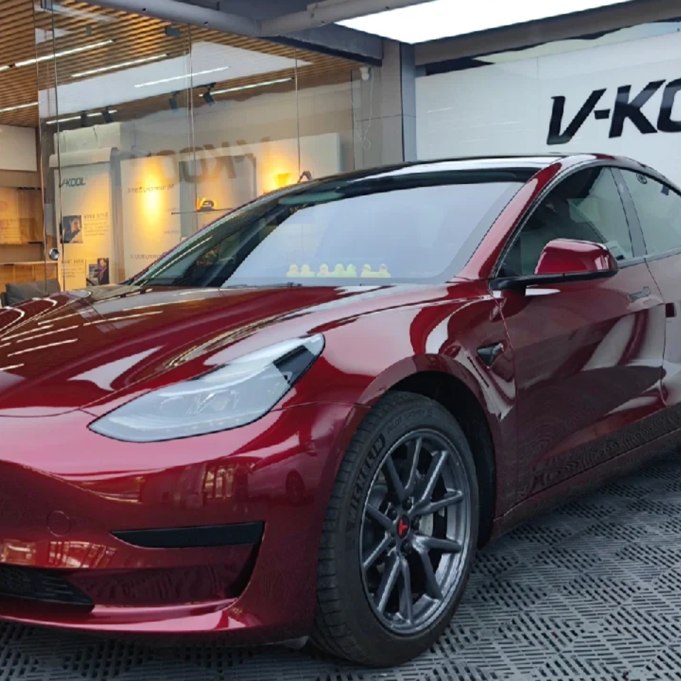 Tesla Gloss PET Cherry Red Car Vinyl Wrap