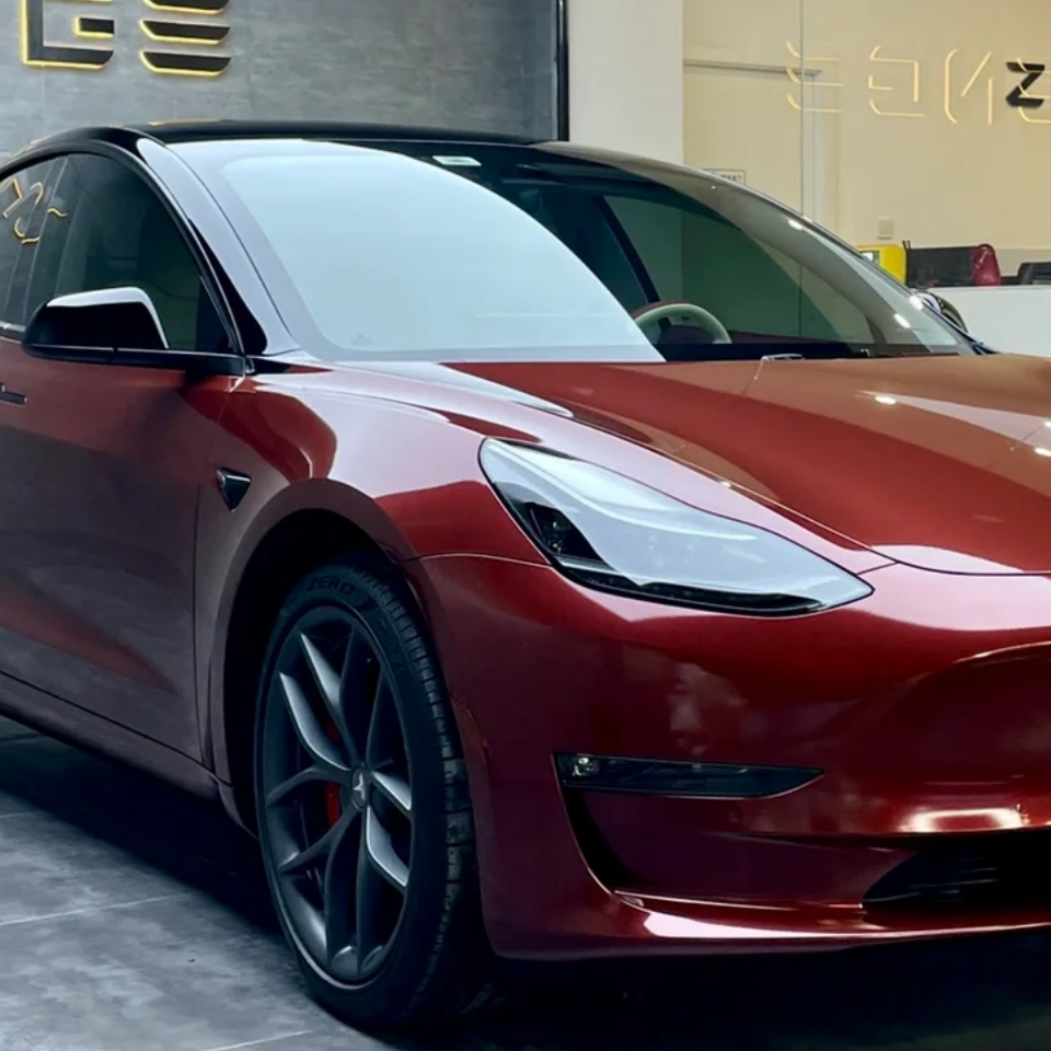 Tesla Gloss PET Cherry Red Car Vinyl Wrap