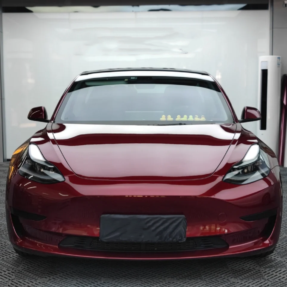 Tesla Gloss PET Cherry Red Car Vinyl Wrap