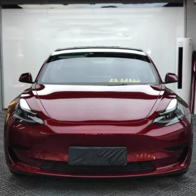 Tesla Gloss PET Cherry Red Car Vinyl Wrap 02