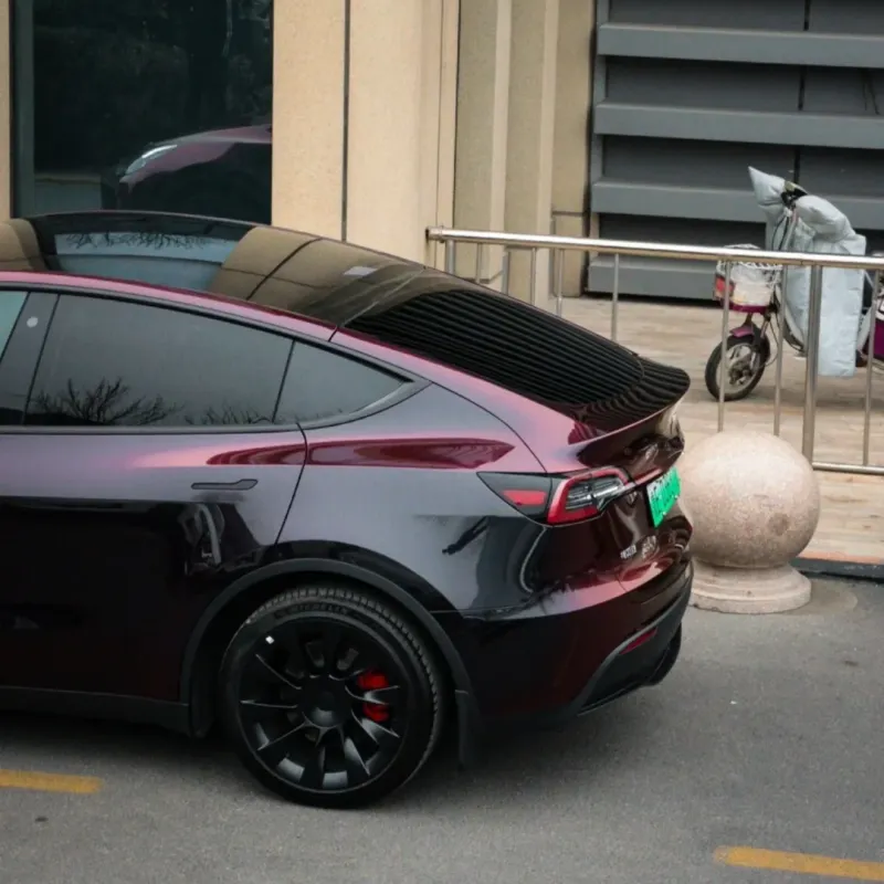 PET Tesla Glossy PET Diamonds Black Red Car Vinyl Wrap