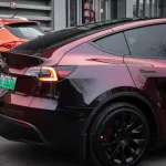 PET Tesla Glossy PET Diamonds Black Red Car Vinyl Wrap