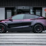 PET Tesla Glossy PET Diamonds Black Red Car Vinyl Wrap
