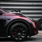 PET Tesla Glossy PET Diamonds Black Red Car Vinyl Wrap