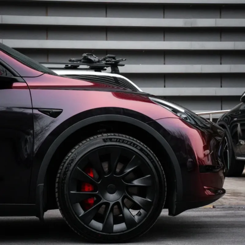 PET Tesla Glossy PET Diamonds Black Red Car Vinyl Wrap