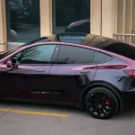PET Tesla Glossy PET Diamonds Black Red Car Vinyl Wrap
