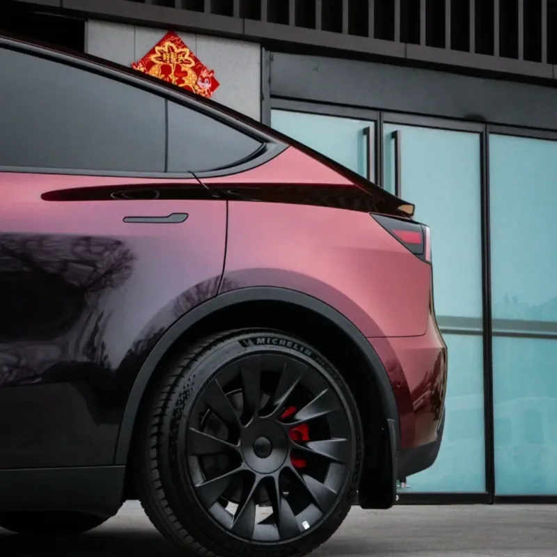 PET Tesla Glossy PET Diamonds Black Red Car Vinyl Wrap