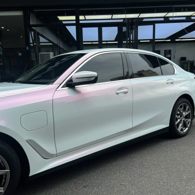 BMW Gloss PET Diamond Pink White Car Vinyl Wrap 02