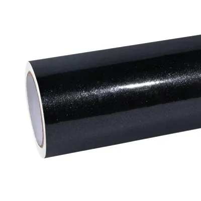 Benz Glossy PET Sparkle Black Car Vinyl Wrap 01