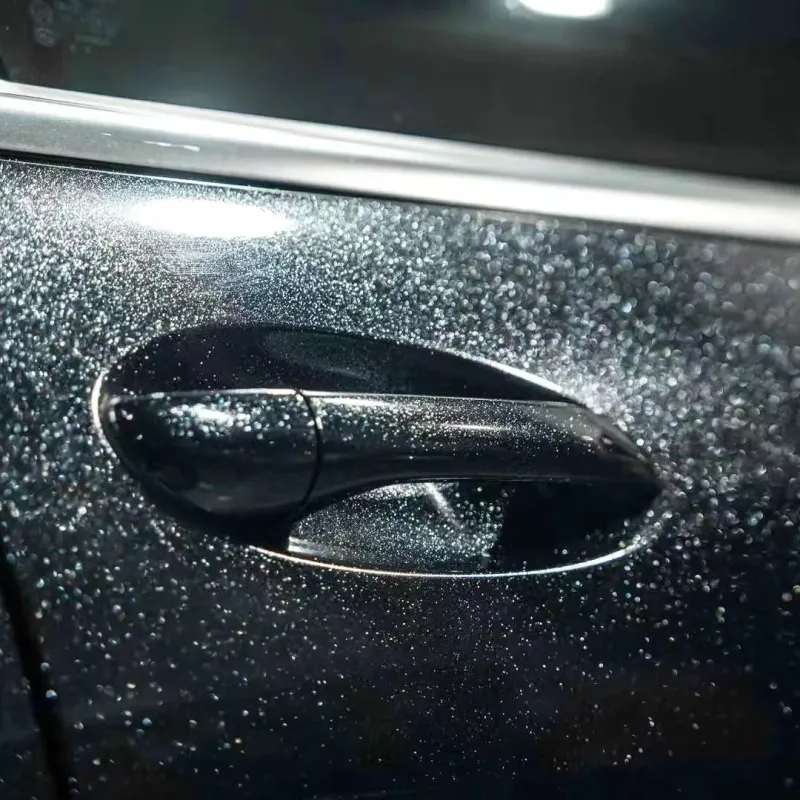 Benz Glossy PET Sparkle Black Car Vinyl Wrap