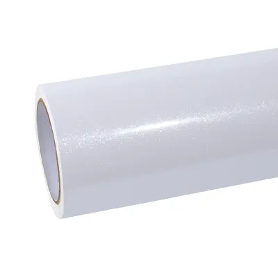 Benz Lexus Glossy PET Sparkle White Car Vinyl Wrap 01