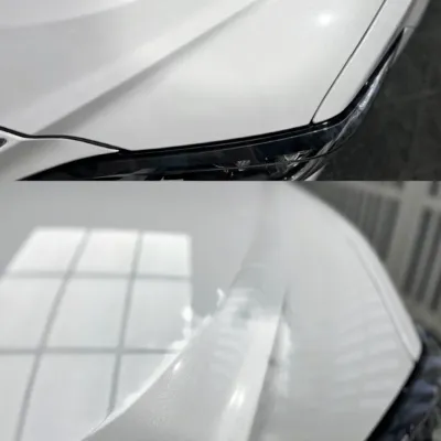 Benz Lexus Glossy PET Sparkle White Car Vinyl Wrap 02