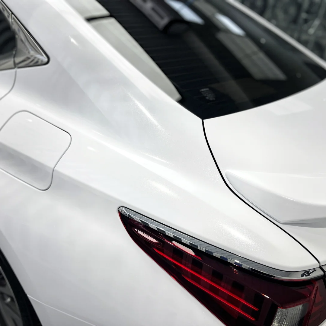 Benz Lexus Glossy PET Sparkle White Car Vinyl Wrap