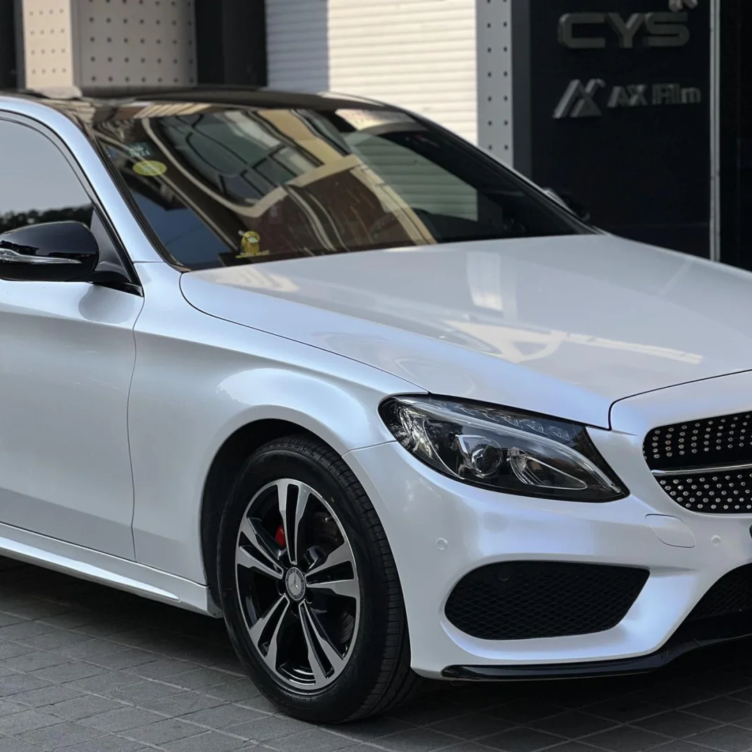 Benz Lexus Glossy PET Sparkle White Car Vinyl Wrap