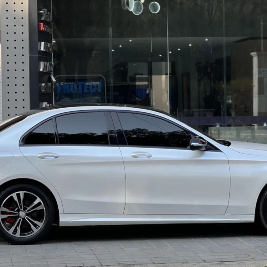 Benz Lexus Glossy PET Sparkle White Car Vinyl Wrap