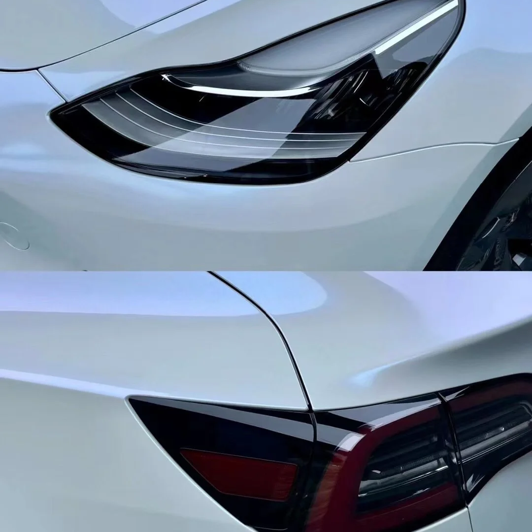 Tesla BMW Gloss PET Diamond Blue White Car Vinyl Wrap