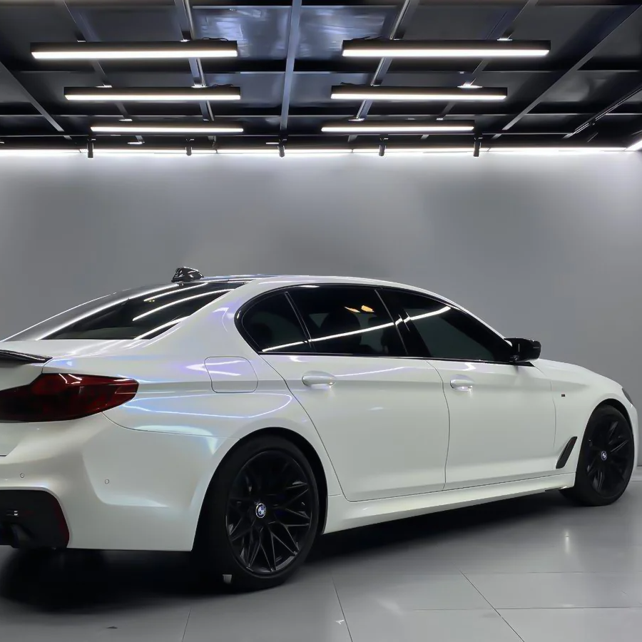 Tesla BMW Gloss PET Diamond Blue White Car Vinyl Wrap