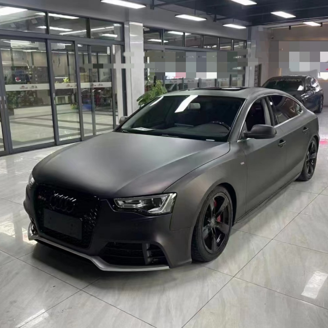 Audi Matte Diamond Black Red Car Vinyl Wrap