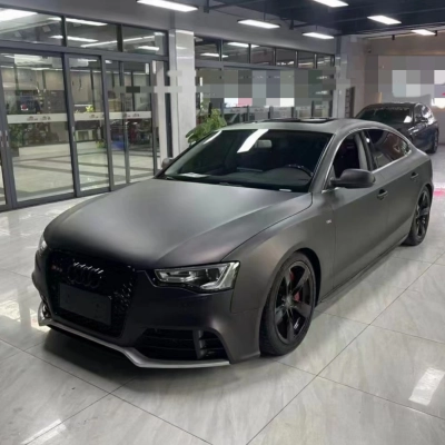 Audi Matte Diamond Black Red Car Vinyl Wrap 01