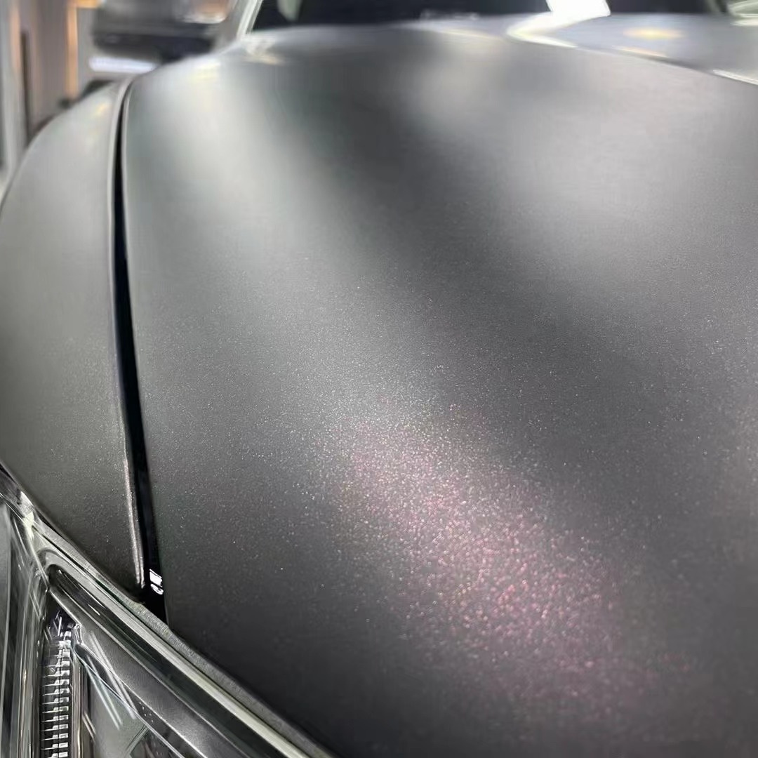 Audi Matte Diamond Black Red Car Vinyl Wrap