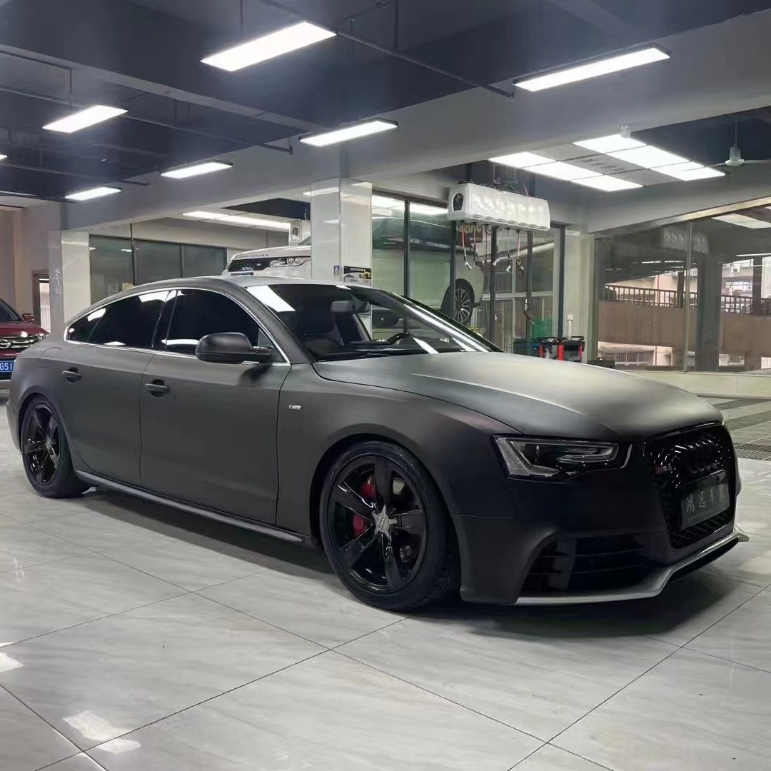 Audi Matte Diamond Black Red Car Vinyl Wrap