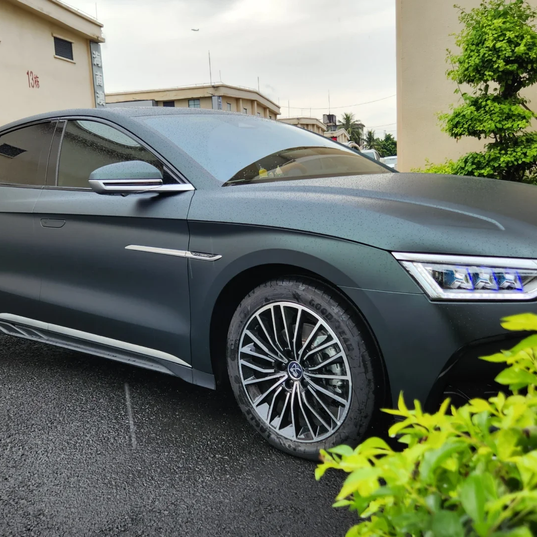 BYD Matte Diamond Black Green Car Vinyl Wrap