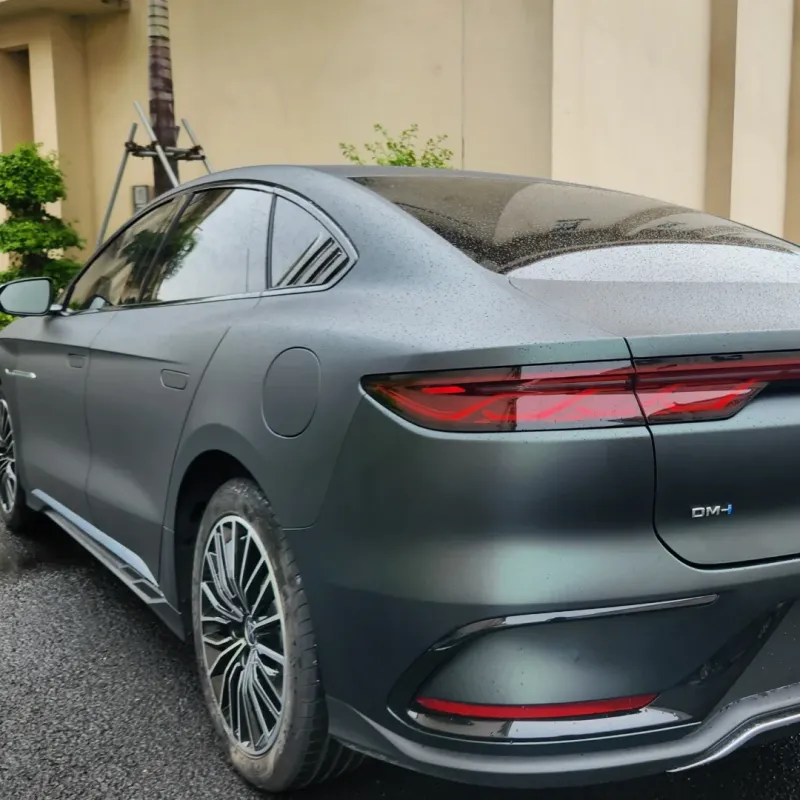 BYD Matte Diamond Black Green Car Vinyl Wrap