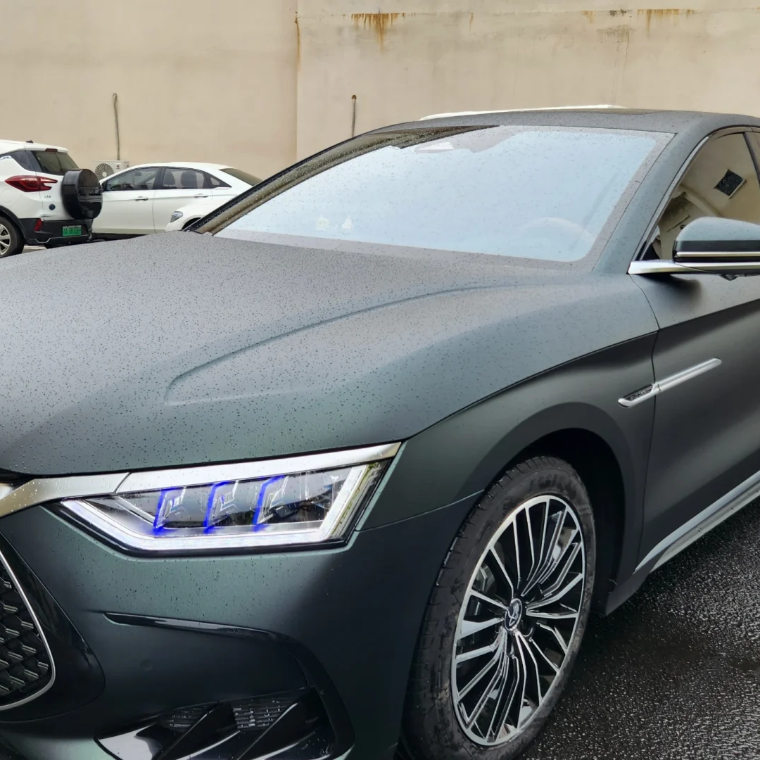 BYD Matte Diamond Black Green Car Vinyl Wrap