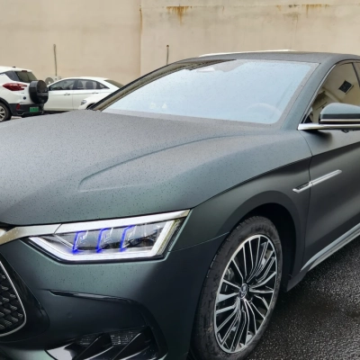 BYD Matte Diamond Black Green Car Vinyl Wrap 02