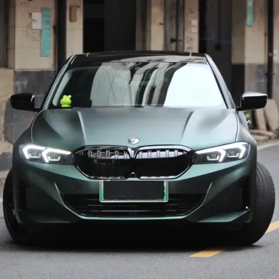 Ultra-Matte Emerald Green Car Vinyl Wrap 02