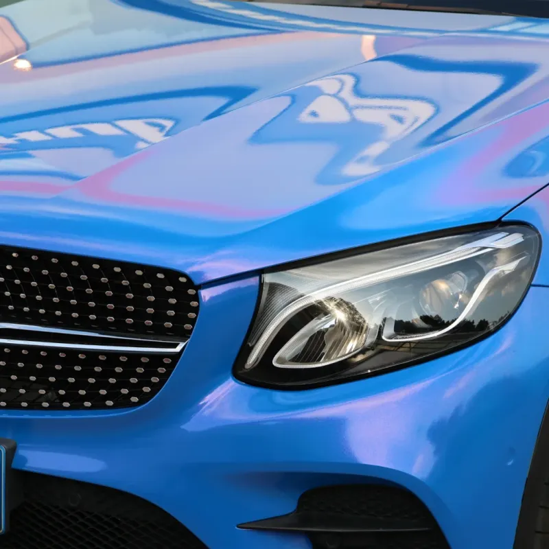 BMW Benz Glossy Diamond Blue Red Car Vinyl Wrap