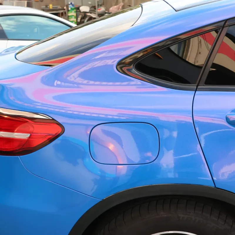 BMW Benz Glossy Diamond Blue Red Car Vinyl Wrap