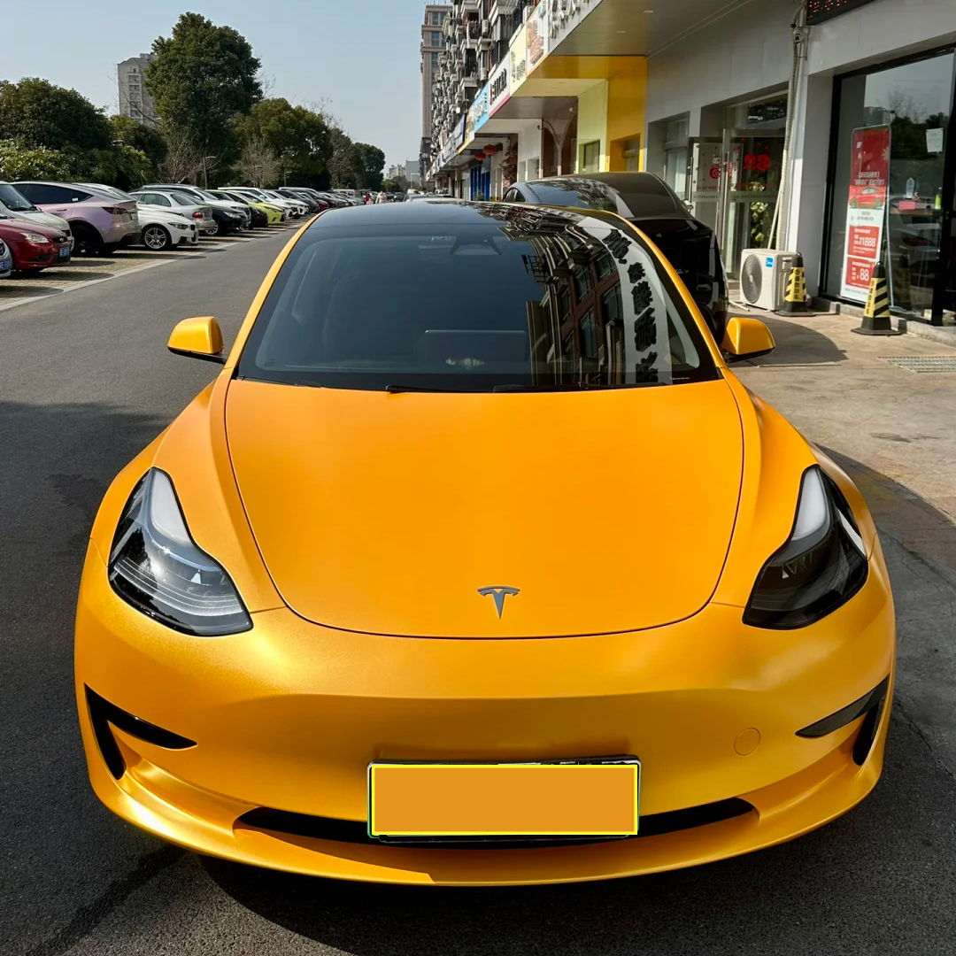 Tesla Heavy Metal Sparkle Yellow Car Vinyl Wrap