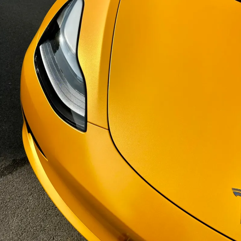 Tesla Heavy Metal Sparkle Yellow Car Vinyl Wrap