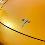 Tesla Heavy Metal Sparkle Yellow Car Vinyl Wrap