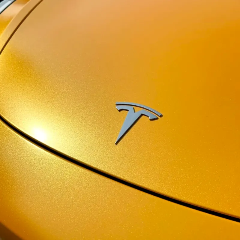 Tesla Heavy Metal Sparkle Yellow Car Vinyl Wrap