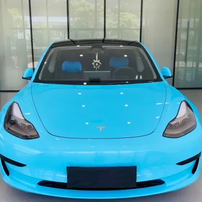 Sparkle Sky Blue Car Vinyl Wrap 02