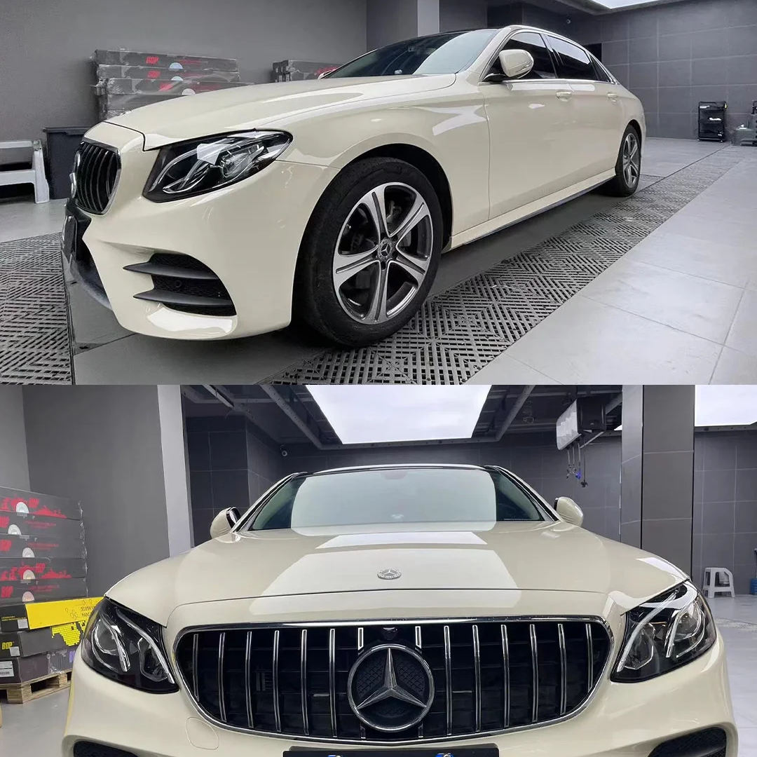 Tesla Benz Gloss Pepper Coopers White Car Vinyl Wrap