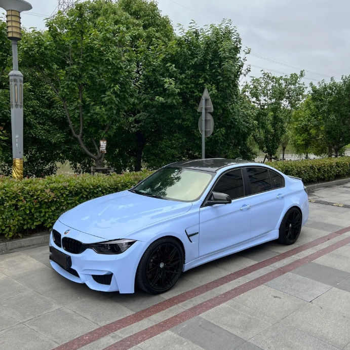 Glossy Crystal Baby Blue Car Vinyl Wrap