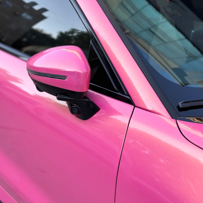 Glossy Diamond Gold Pink Car Vinyl Wrap