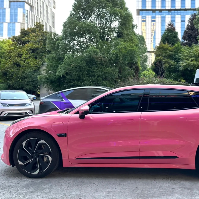 Glossy Diamond Gold Pink Car Vinyl Wrap