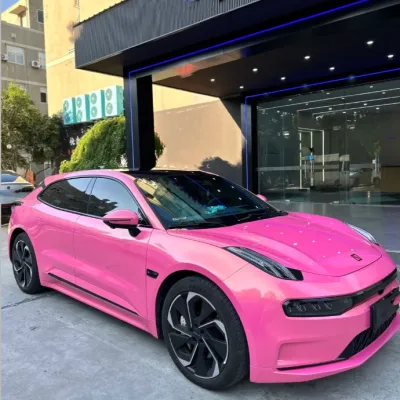 Glossy Diamond Gold Pink Car Vinyl Wrap 02